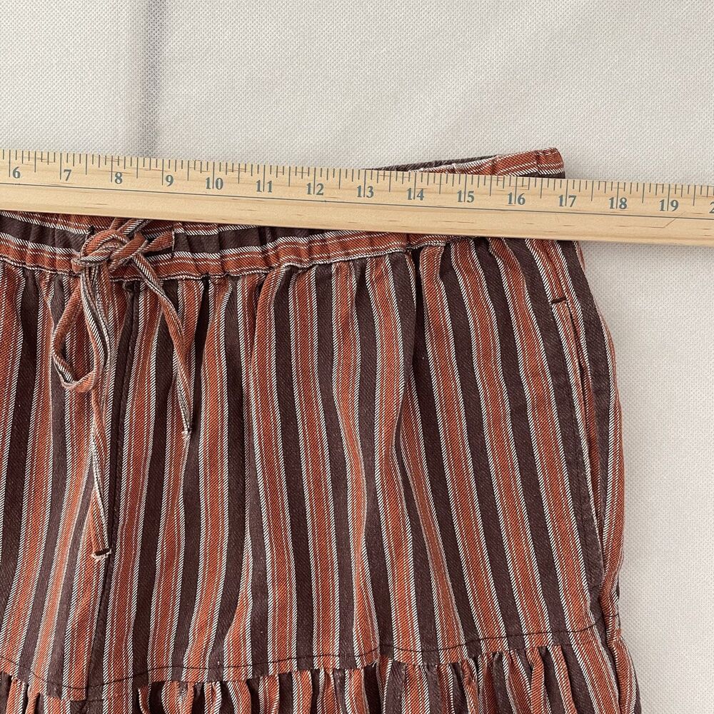 Free People Brown Striped Western Boho Ellie Pull On Barrel Pants - Size L - Picture 9 of 13